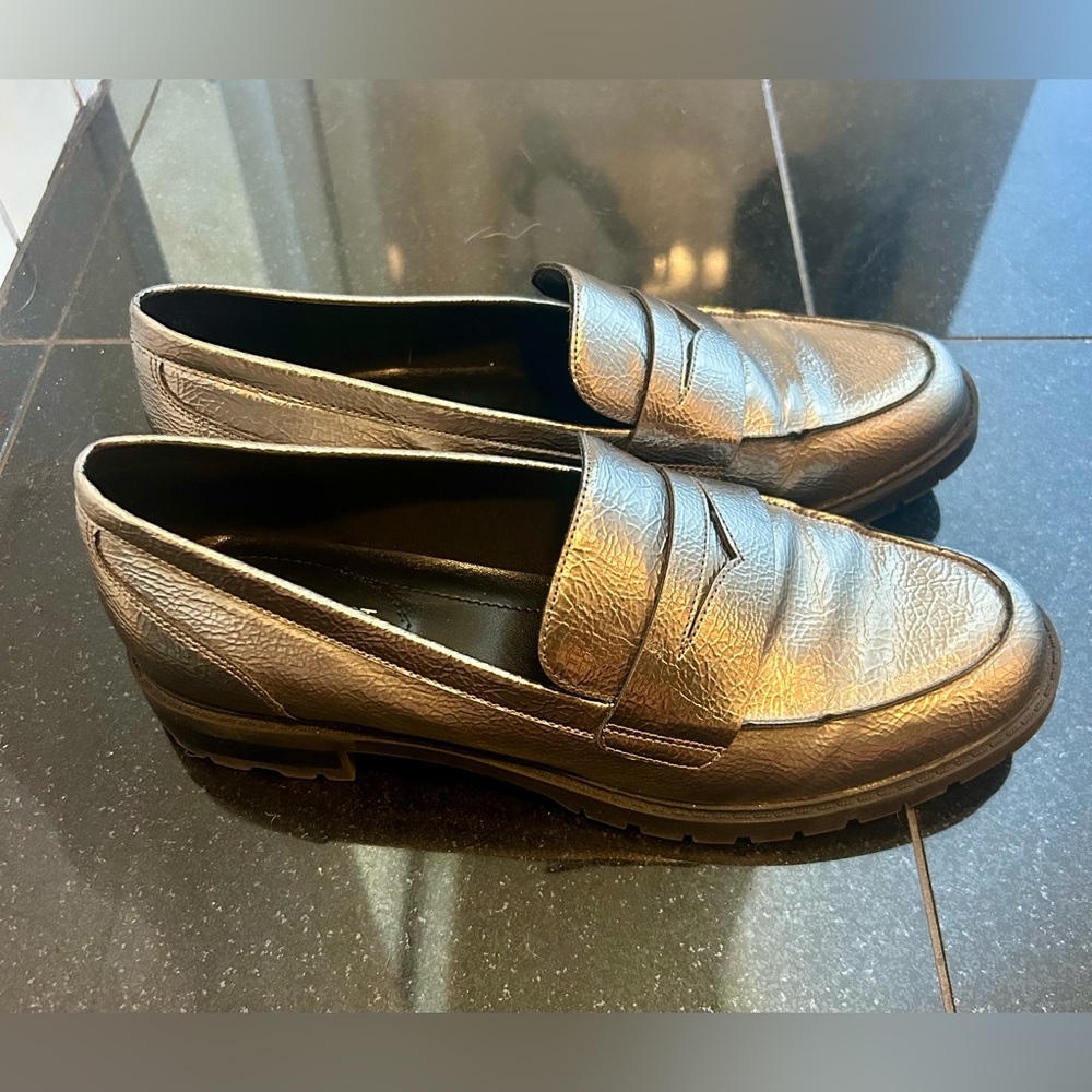 Nine West Silver Penny Loafers